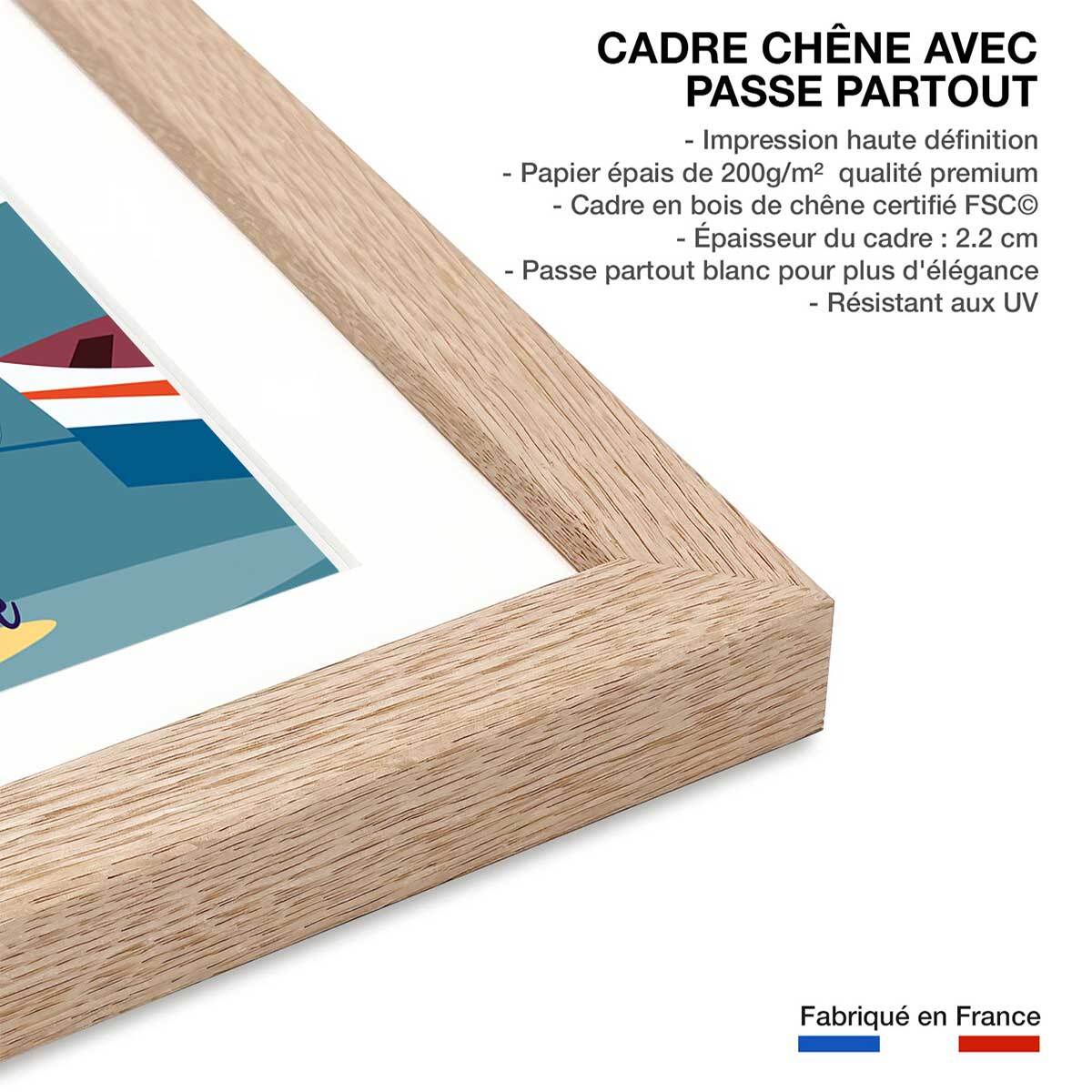 Affiche Voyage à dinard Affiche + cadre en bois - Chêne