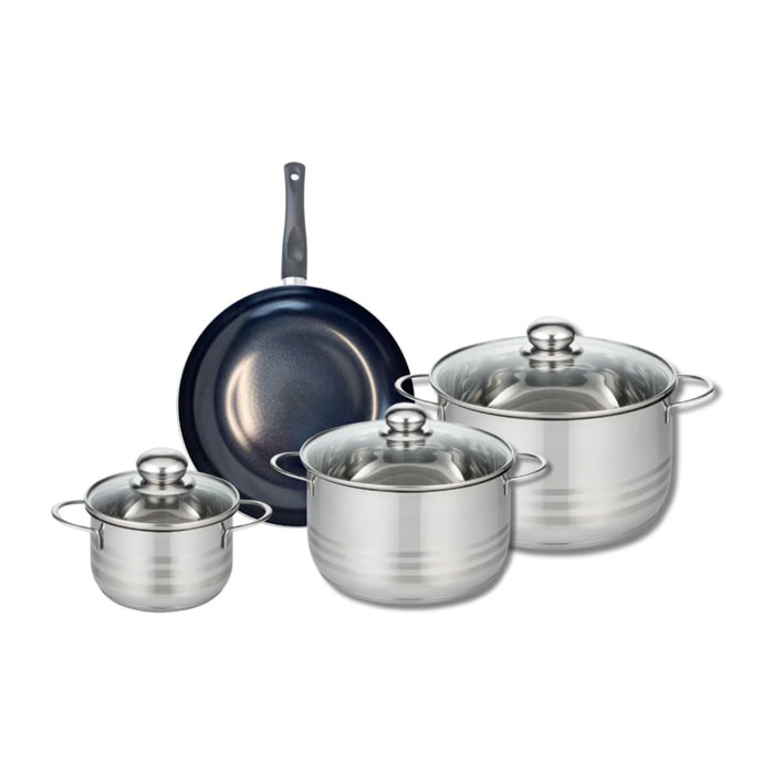 Ensemble de 1 Poêle de cuisson 24 cm et 3 faitouts 14, 20 et 24 cm Elo Prima Brillant