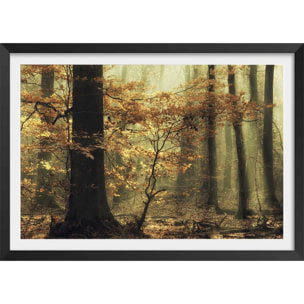 Affiche ""les feuilles d'automne"" Affiche + cadre en bois - Noir