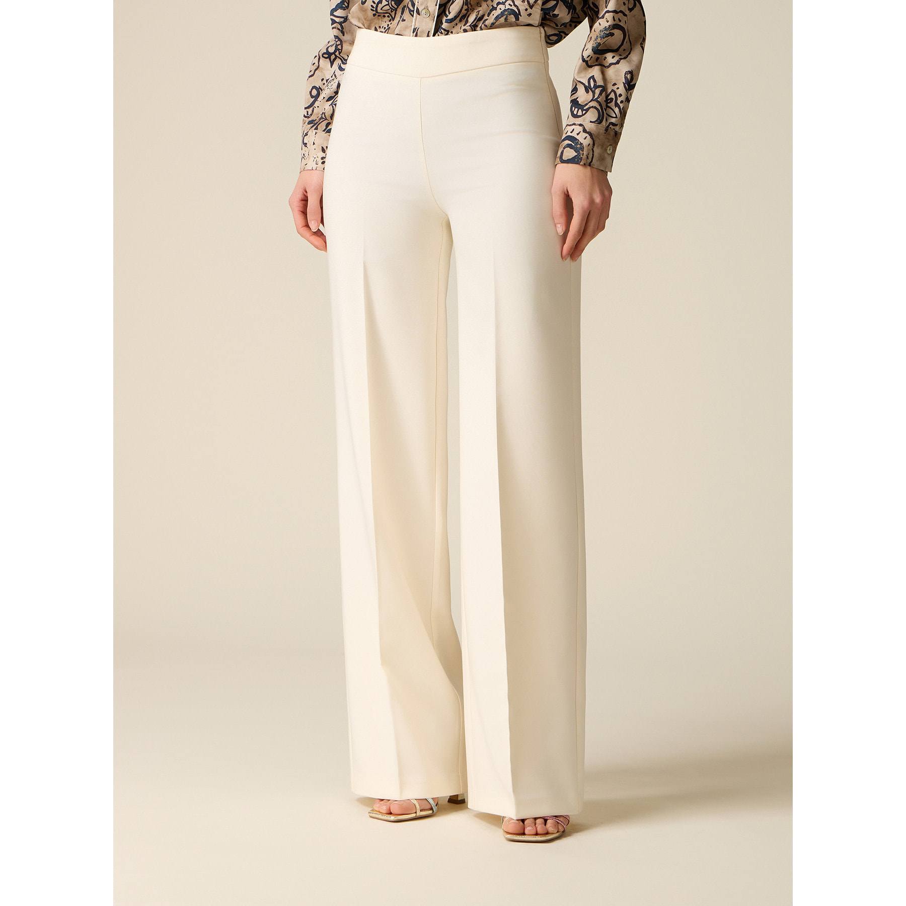 Oltre - Pantaloni palazzo in tessuto tecnico - Bianco