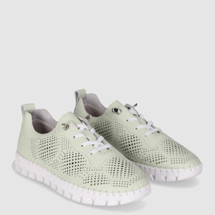 Zapatos de Piel - Verde - Tacón: Bajo