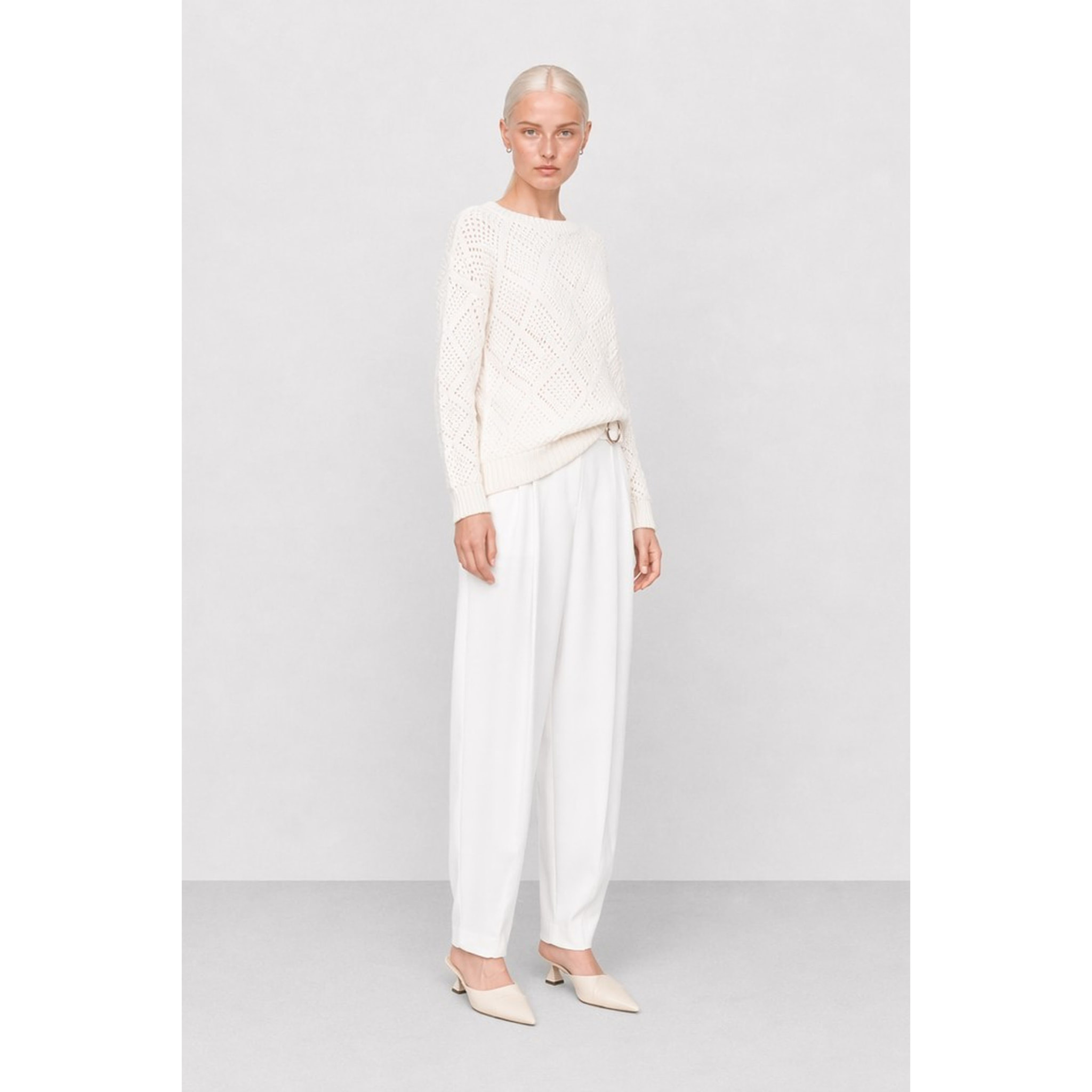 Kocca - Maglia a maniche lunghe con rombi traforati in misto lana Donna