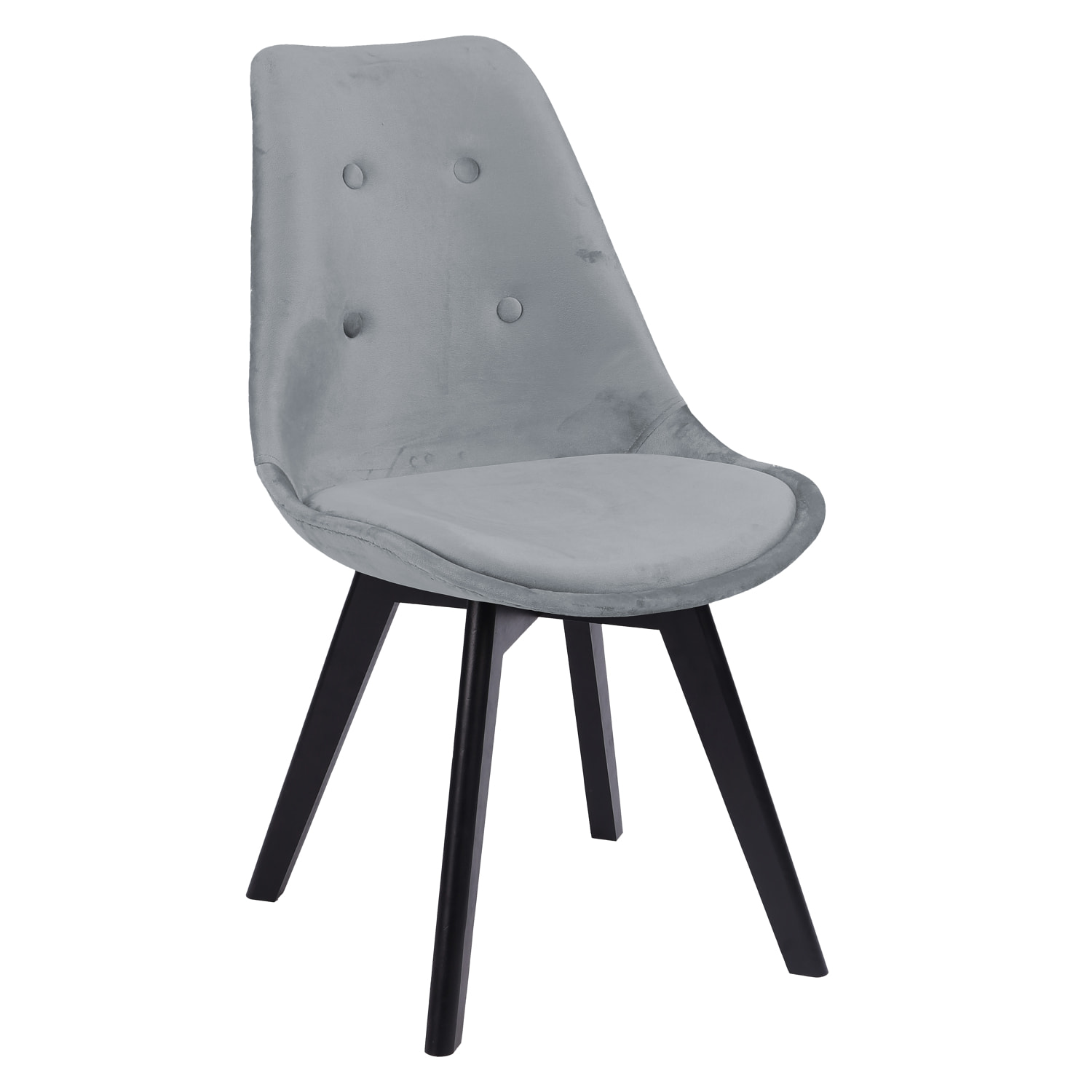 Lot de 4 chaises en velours NORA grises avec coussin