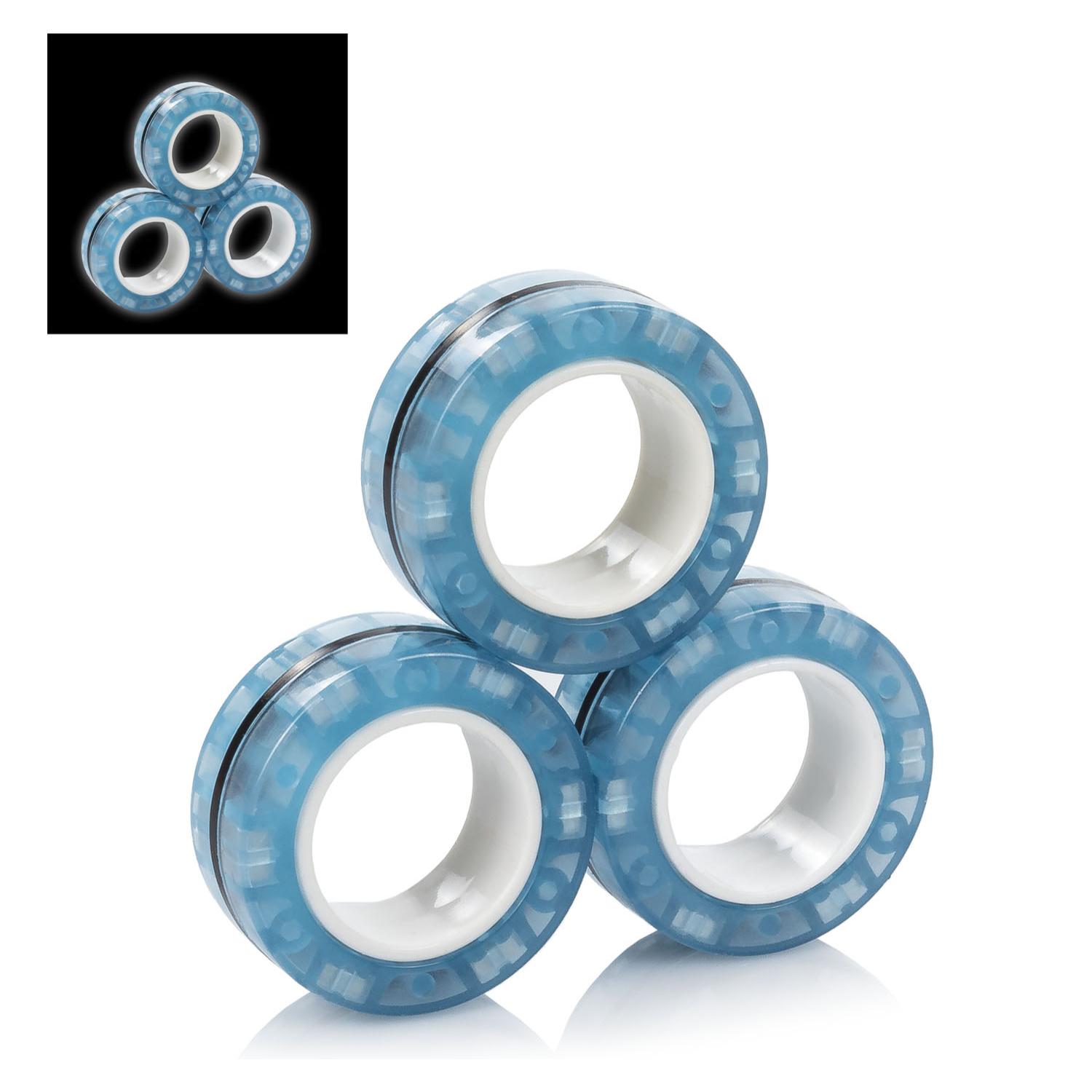 Magnetic Fidget Glow Rings, anelli magnetici, bagliore nel buio. Giocattolo antistress, ansia, concentrazione.