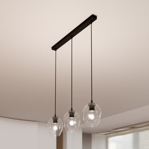 Lampada a sospensione ISTAR in acciaio nero e vetro trasparente
