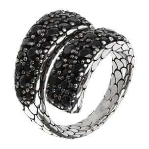 Anello Contrarié Texture Sirena con Pavé in Spinello Nero