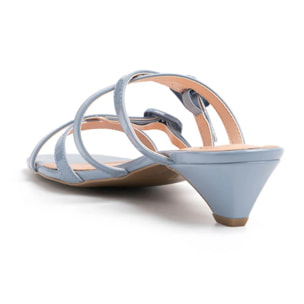 Sandalo con fascette e tacco a cono - AZZURRO POLVERE