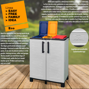 Armario de media altura en polipropileno de la linea eco, práctico para aprovechar al maximo el espacio, l 1020 x p370 x h 900 mm.