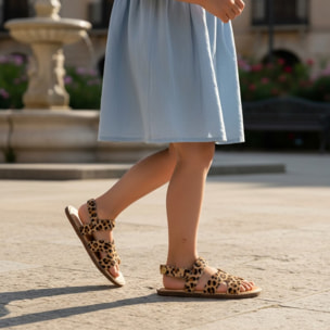 SANDALIA BAREFOOT PIEL CHETTO PALA ANIMAL PRINT