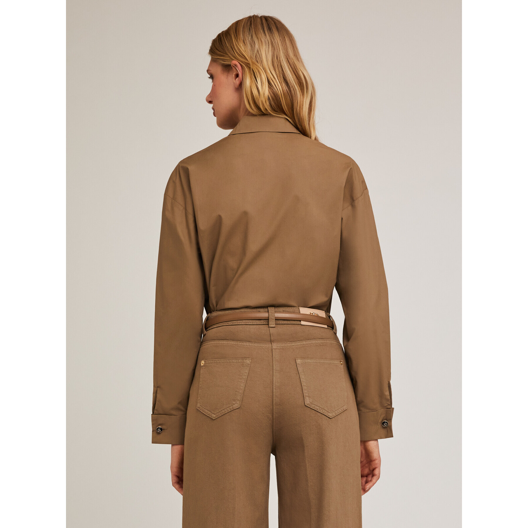 Motivi - Camisa sahariana de popelín - Marrón