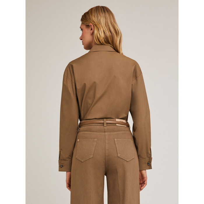 Motivi - Camisa sahariana de popelín - Marrón