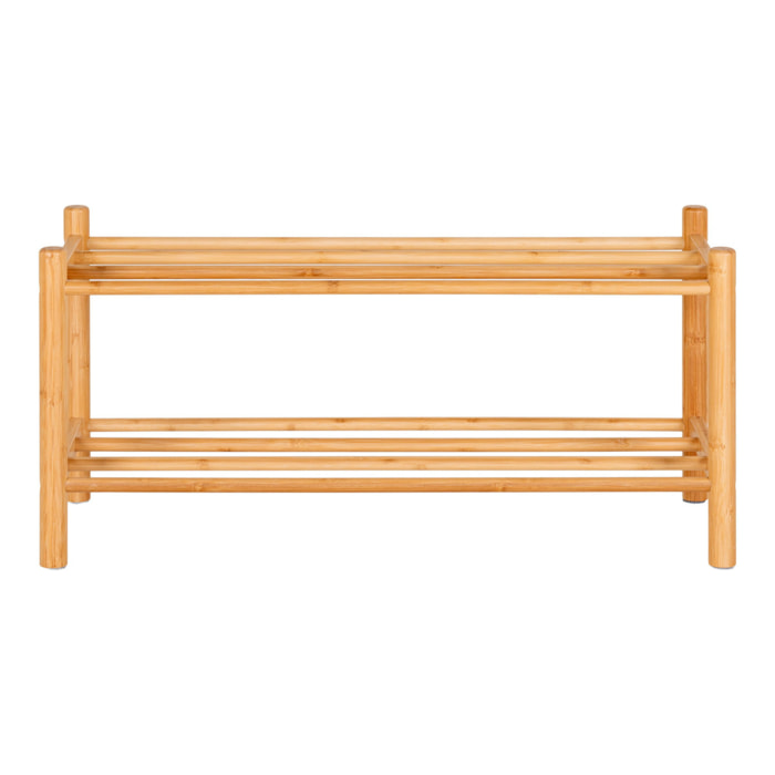 Scarpiera Manaus in bambù naturale a 2 ripiani 70x27x33 cm