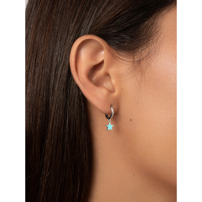 Orecchini Cerchio Star Sky Smalto Acier