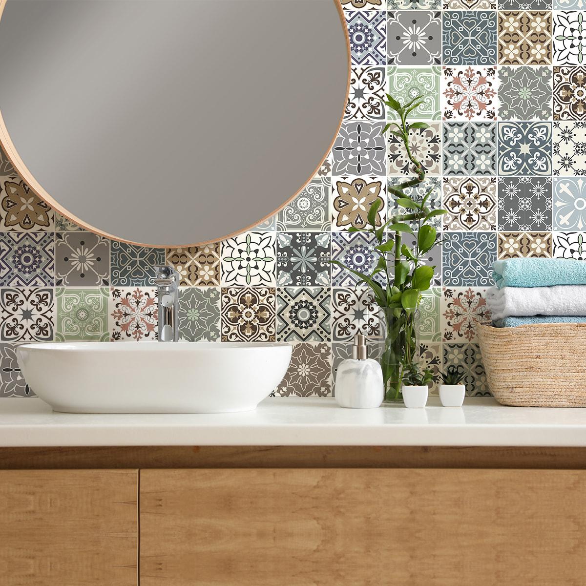 Stickers muraux - Sticker Mural Carrelage adhésif Cuisine Salle de Bain - 24 STICKERS CARRELAGES BEROBELLO
