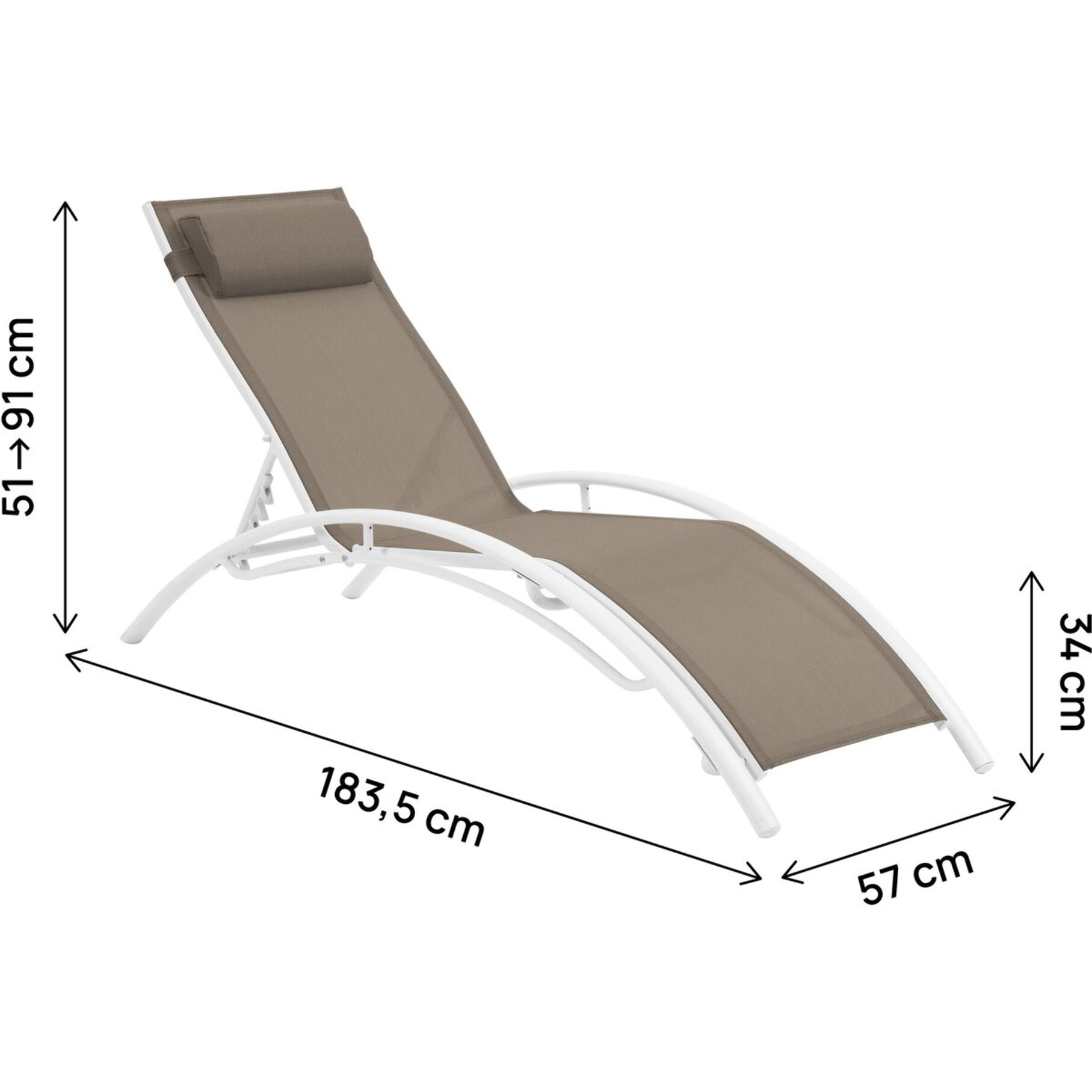 Bain de soleil en aluminium "Beauty" - Phoenix - Taupe - Lot de 2