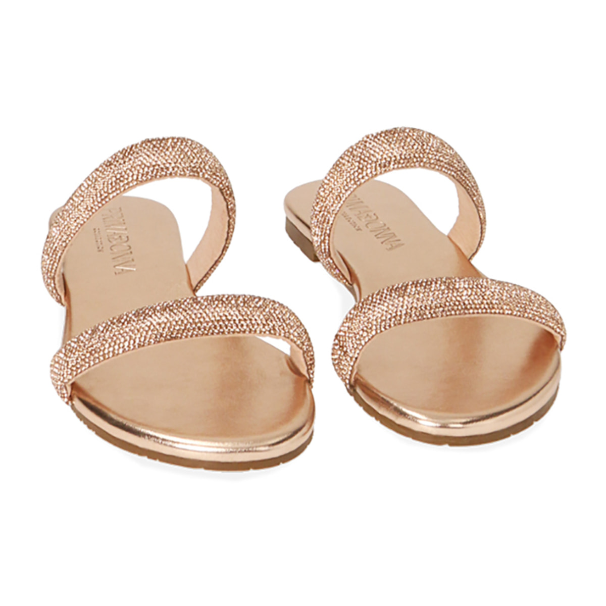Sandalias planas de oro rosa