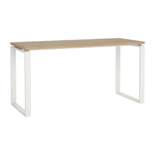 Scrivania Arignano, Scrittoio multiuso, Tavolo per ufficio porta PC, Piano di lavoro, 150x60 h76 cm, Rovere e Bianco