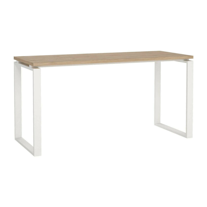 Scrivania Arignano, Scrittoio multiuso, Tavolo per ufficio porta PC, Piano di lavoro, 150x60 h76 cm, Rovere e Bianco