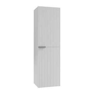 Colonne Façade Ondulee 35x30x120 cm - 2 Portes en MDF Blanc - MILO