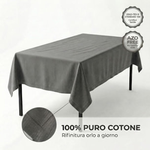 Tovaglia in cotone ajour elegante e versatile, tessuto morbido e resistente, ideale per tavola quotidiana e occasioni formali, design raffinato e discreto, facile da lavare e stirare, certificata sicura per uso domestico