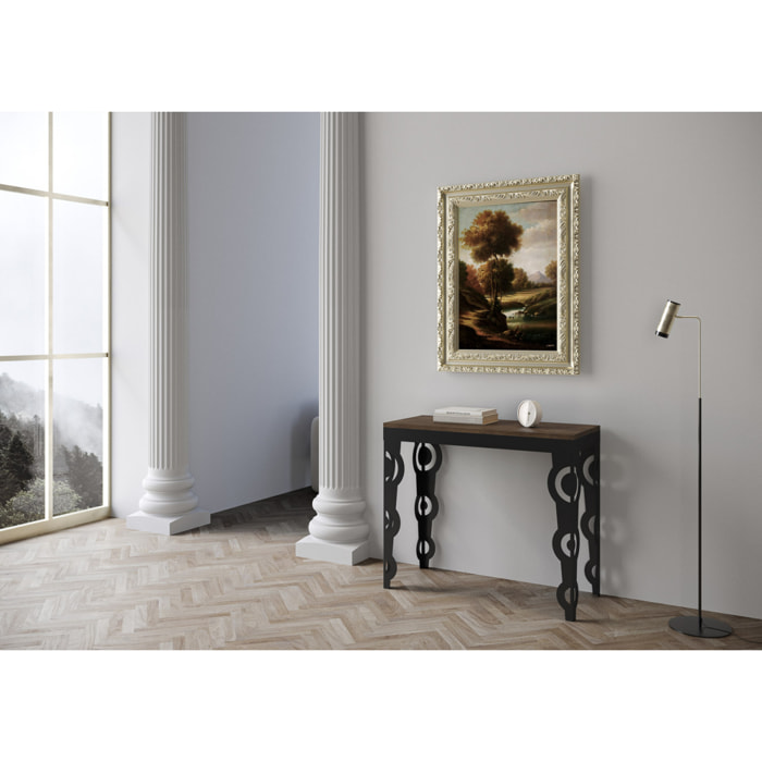 Console Karamay Small Evolution cm.90x40 (extensible à 196) Noyer cadre Anthracite