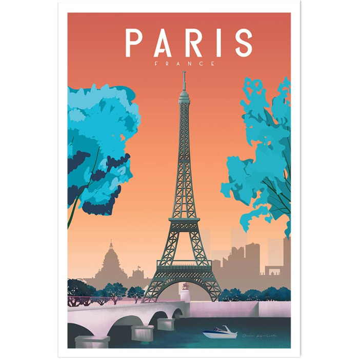 Affiche ville retro Paris France Affiche seule