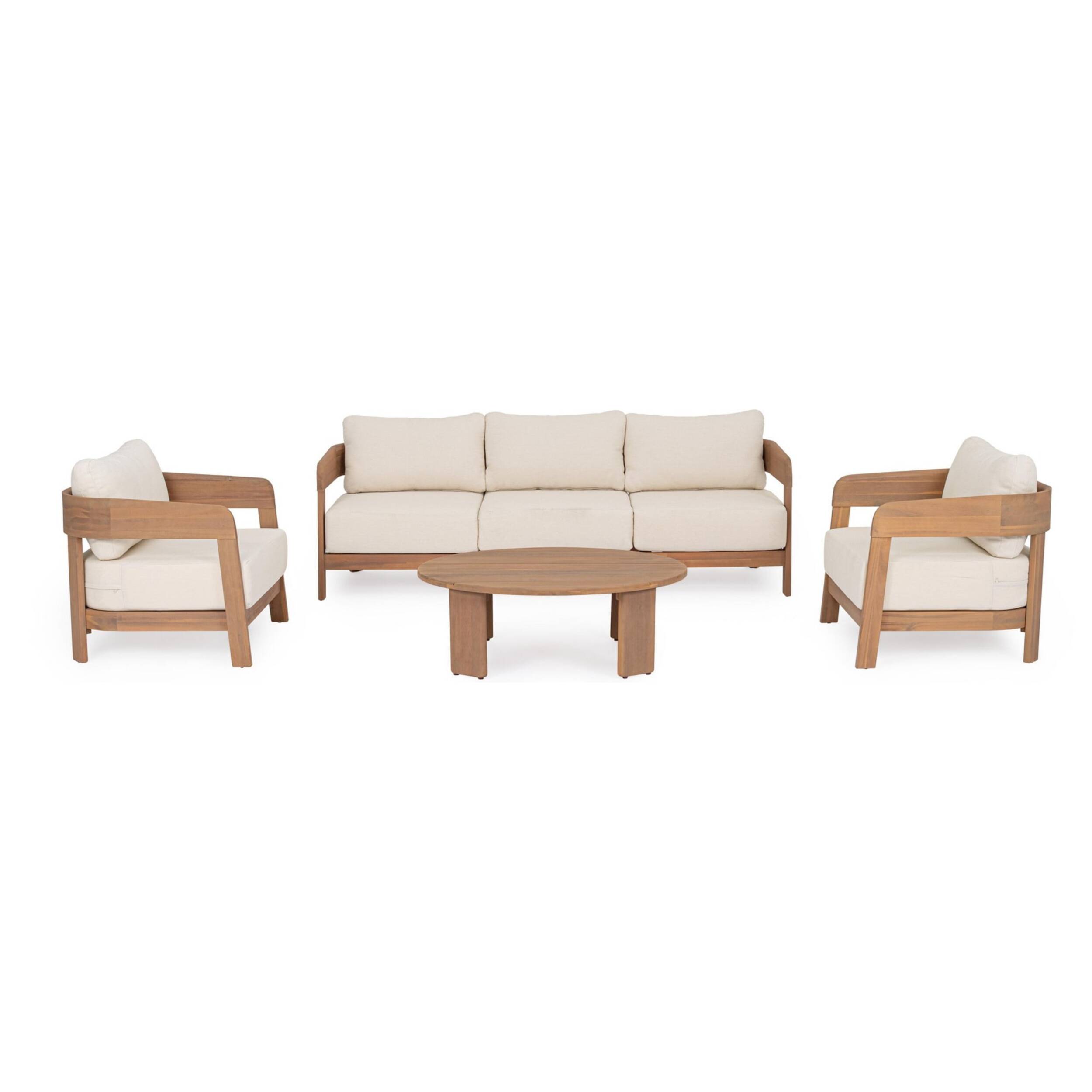 Tavolino ovale GIRONA in legno di acacia, 100×80 cm