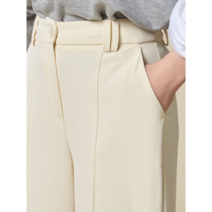 Oltre - Pantalones wide leg de cady - Blanco