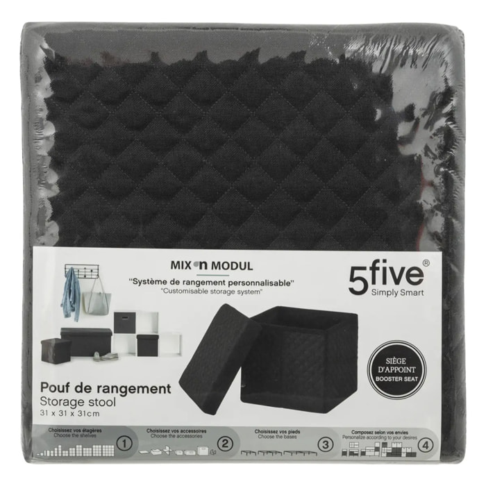 Pouf pliable 31x31 cm Noir Mix N' Modul