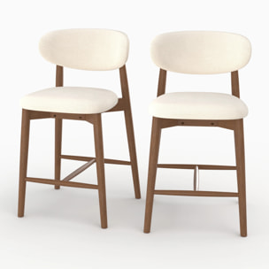Lot de 2 chaises pour ilot central 64,5 cm en tissu beige - Yuna