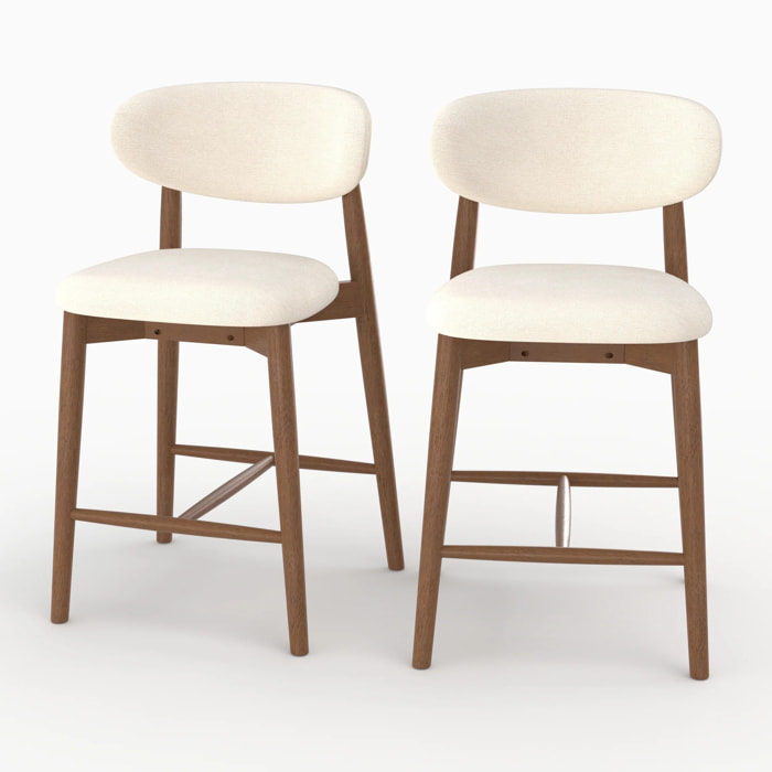 Lot de 2 chaises pour ilot central 64,5 cm en tissu beige - Yuna