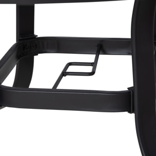 Mesa de Cristal de Jardín con Agujero para Sombrilla Mesa para Comer Redonda con Marco de Acero para Exterior Terraza Balcón Ø106,5x71 cm Negro