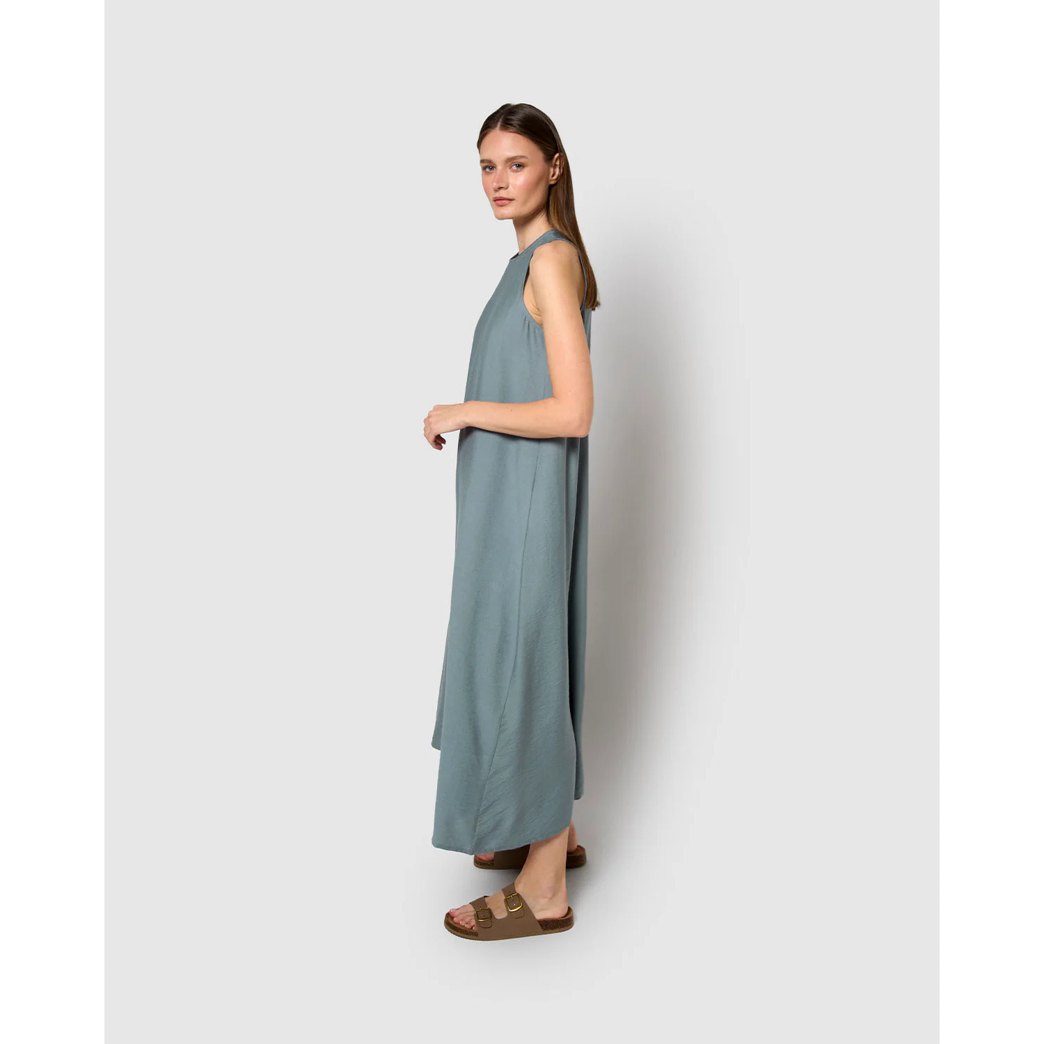 Vestido largo sin mangas fluido índigo