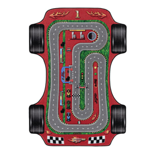 PLAY - Tapis enfant circuit voiture rouge - PLA2907ROU