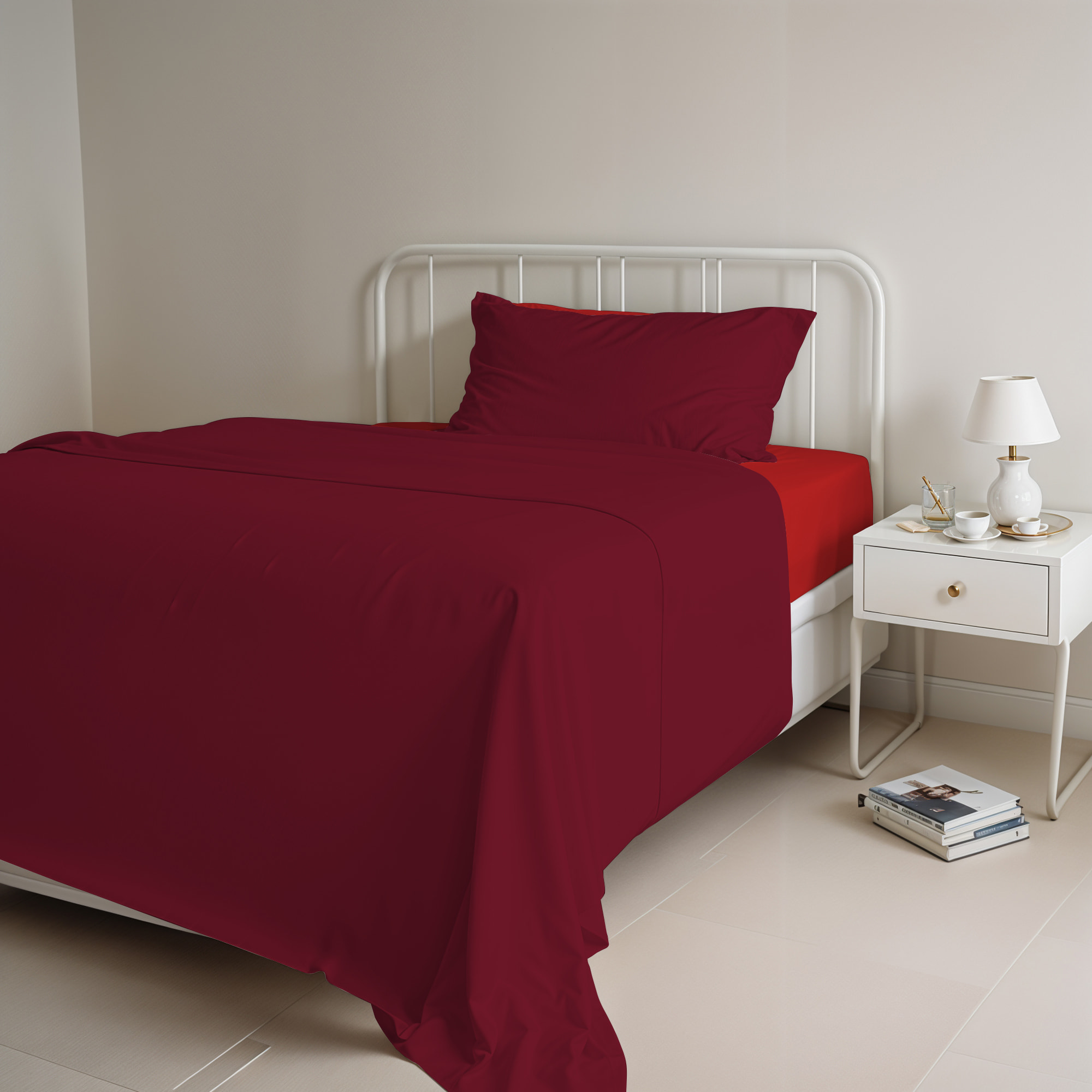 COMPLETO LETTO NATURAL COLOR, 100% COTONE - SINGOLO
