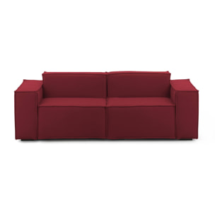 Divano fisso Paola, Divano componibile a 2 posti lineare, 100% Made in Italy, Sofà moderno da soggiorno in tessuto, Cm 220x95h70, Rosso