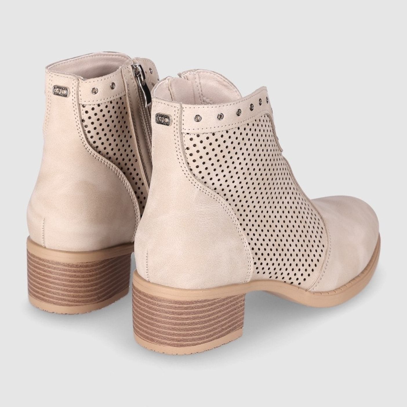 Botines de Piel Sintética - Beig - Tacón: 5 cm