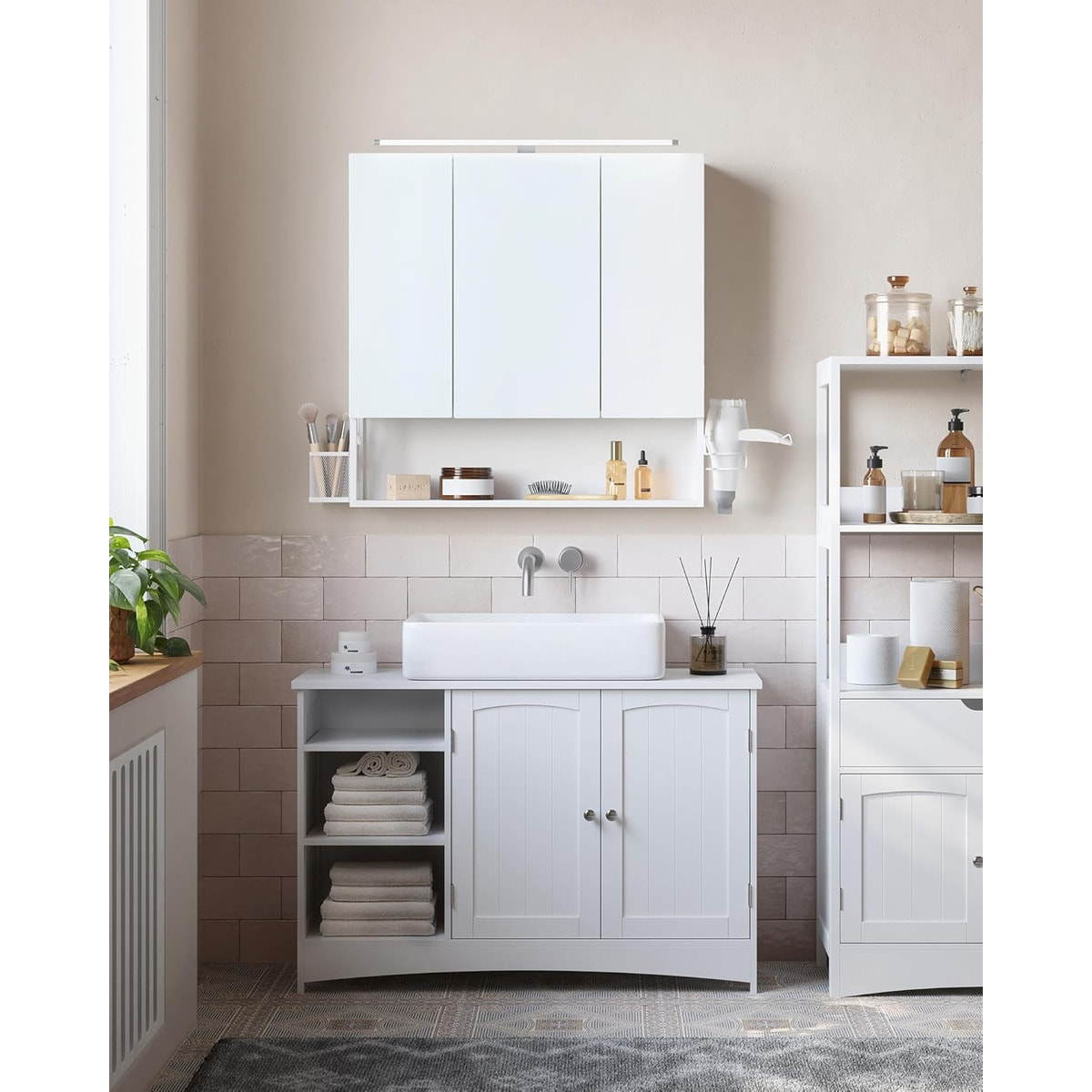 Armadietto Bagno con Specchio e Illuminazione LED Oskar