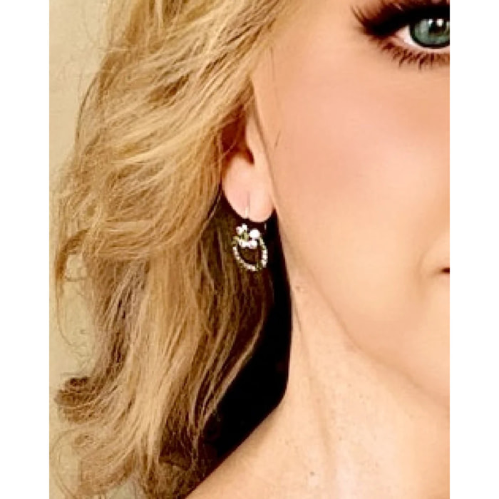 Pendiente Flor y aro en cristal Sw mix