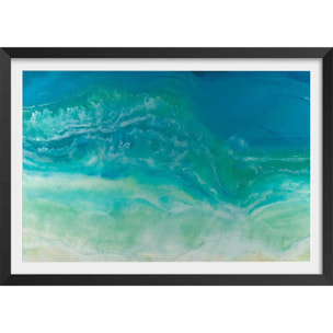 Poster bleu fluide Affiche + cadre en bois - Noir