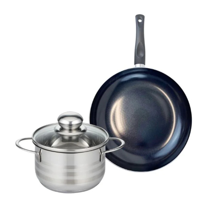 Ensemble de 1 Poêle de cuisson 24 cm et 1 faitout 16 cm Elo Prima Brillant