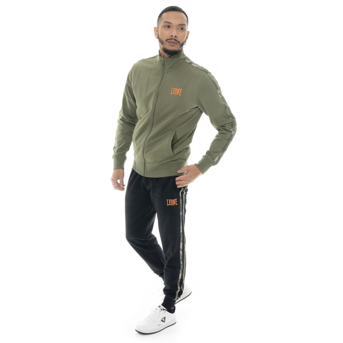 Tuta da uomo in cotone non garzato con colletto e zip Leone Military 1947