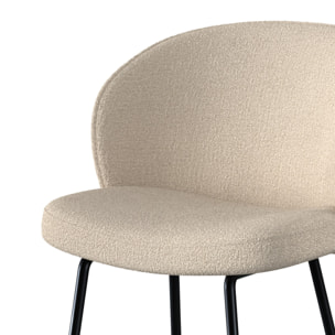 Lot de 2 chaises pour îlot central 66 cm en tissu bouclé beige - Groom