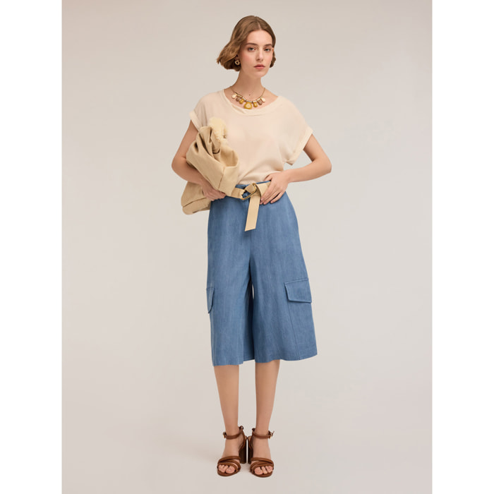 Motivi - Blusa con borde retorcido - Blanco
