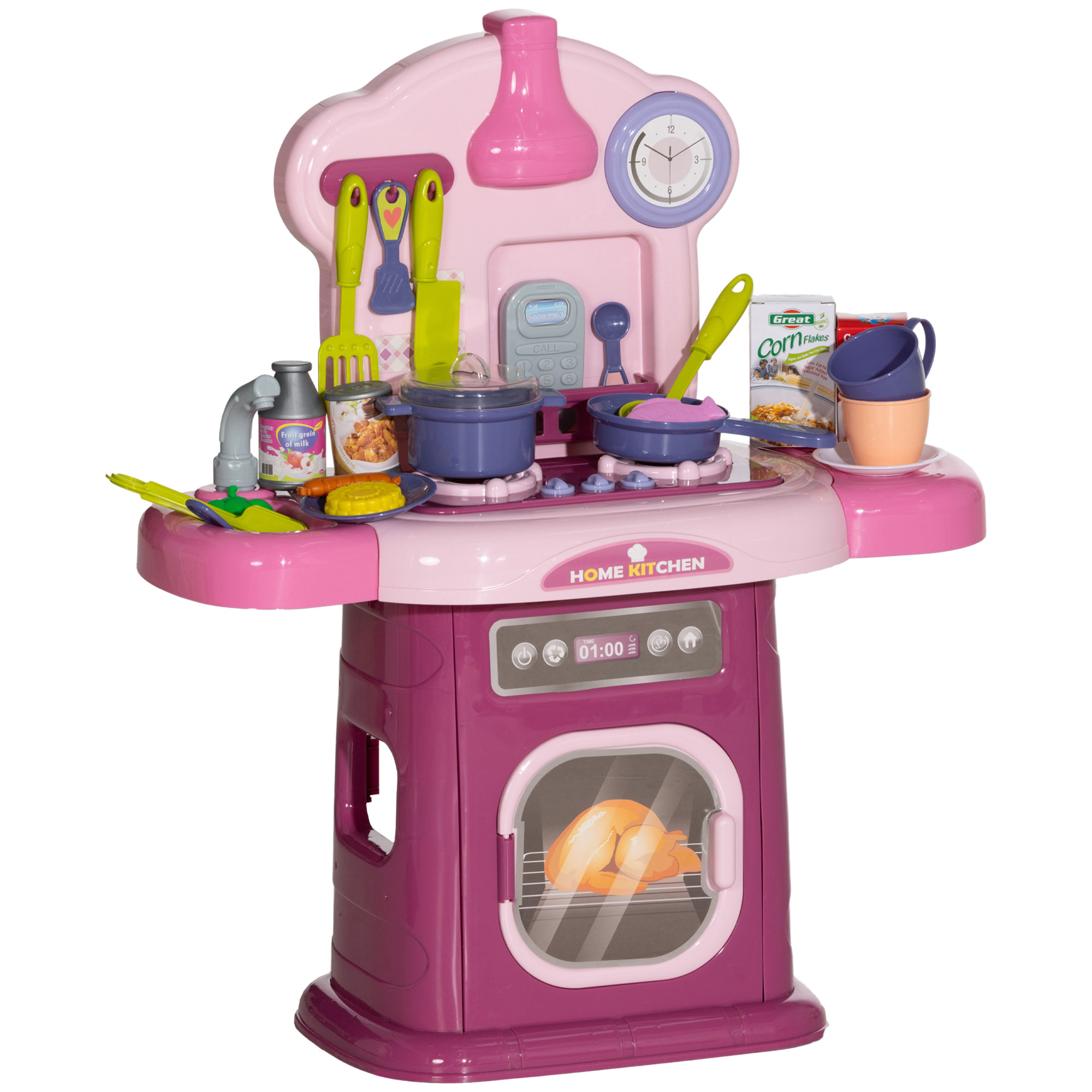 Cuisine enfant jouet d'imitation effets lumineux sonores nombreux accessoires rose