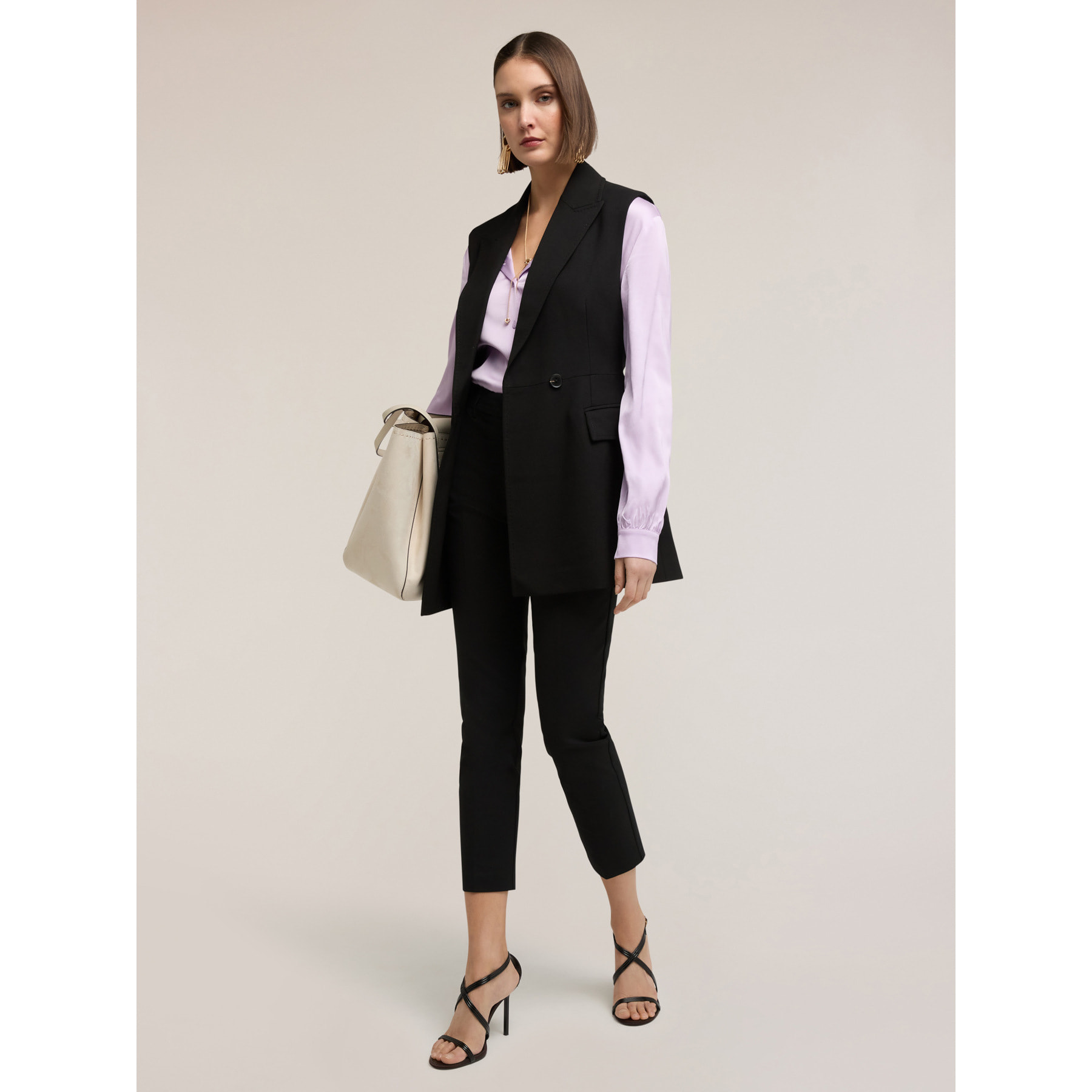 Motivi - Pantaloni regular misto cotone viscosa - Nero