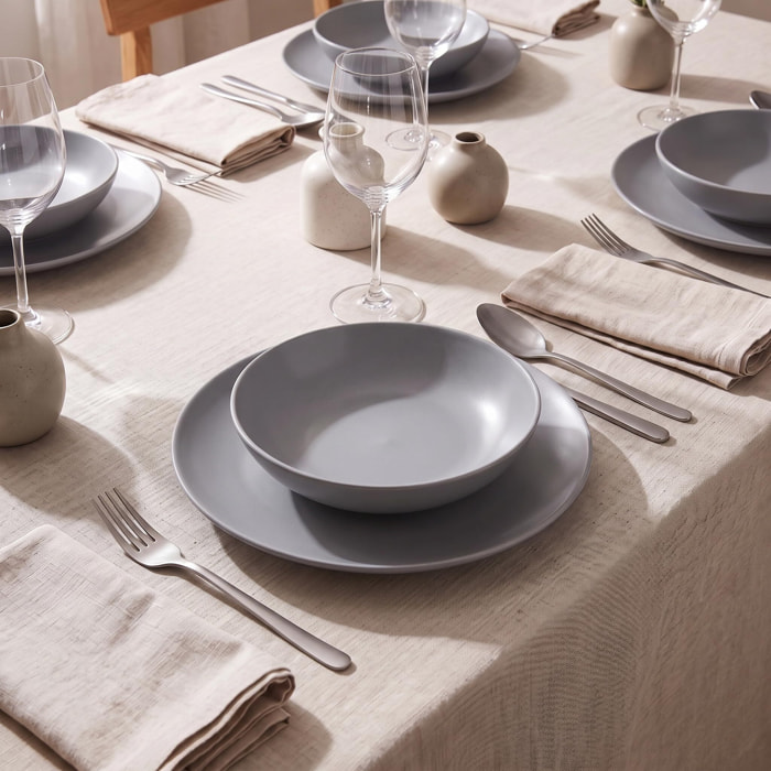 Servizio piatti 18 pezzi in ceramica - GRIGIO