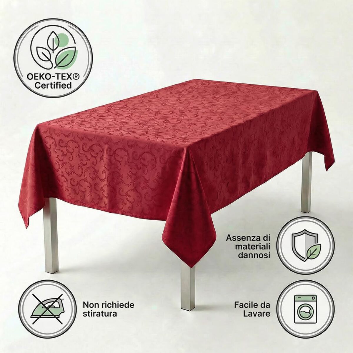 Tovaglia antimacchia impermeabile in poliestere resistente, ideale per uso quotidiano e occasioni, protegge da liquidi e sporco, facile da pulire, pratica e durevole, design elegante per cucina e sala da pranzo