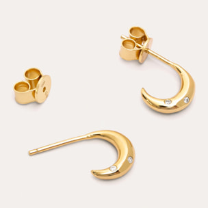 Orecchini Mini Luna Argento Placcato Oro