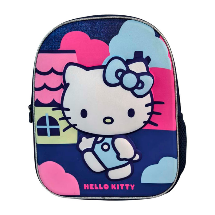 Hello Kitty Zaino Prescolare 3D. Tasca laterale. Schienale imbottito.